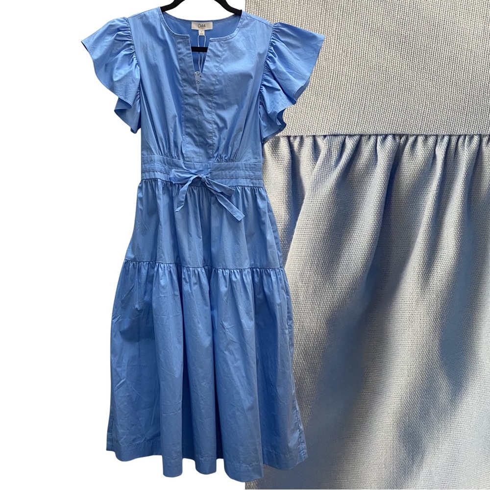 NWT Oddi Los Angeles 100% blue cotton dress S
